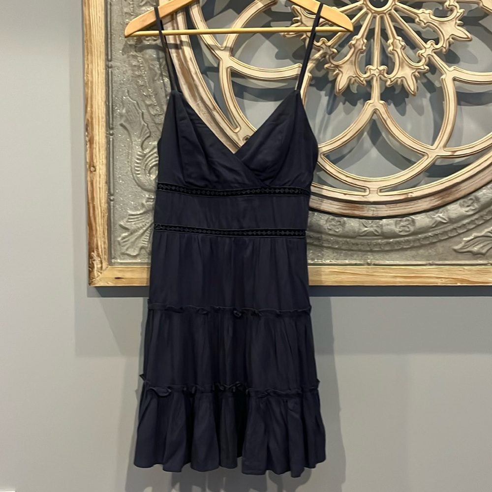 Size S Dark Blue Rayon Summer Dress with Spaghetti straps